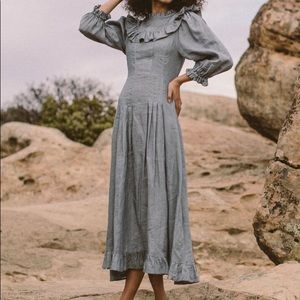NWT Kara Thomas The Prairie Dress in Chambray Size XS